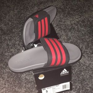 Adidas Unisex Red Striped Slides